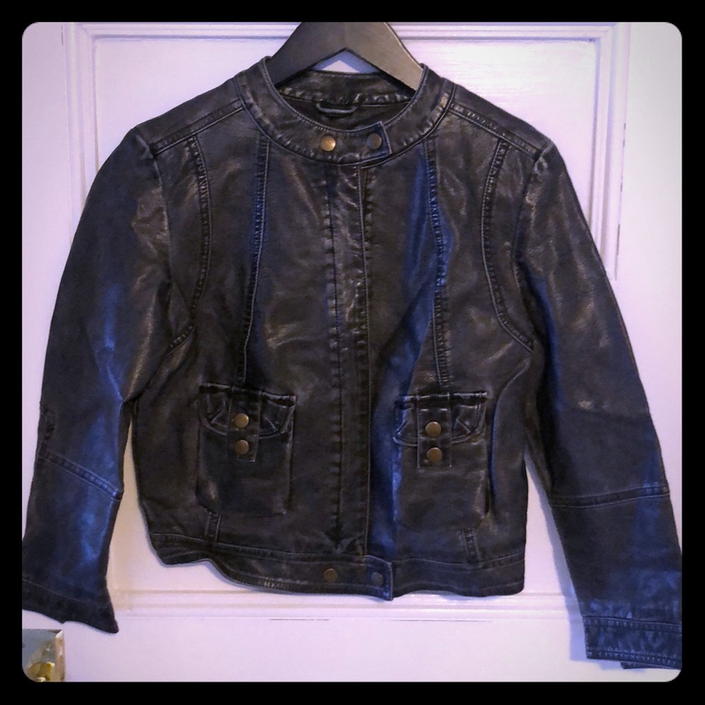Silence + Noise grey faux leather jacket